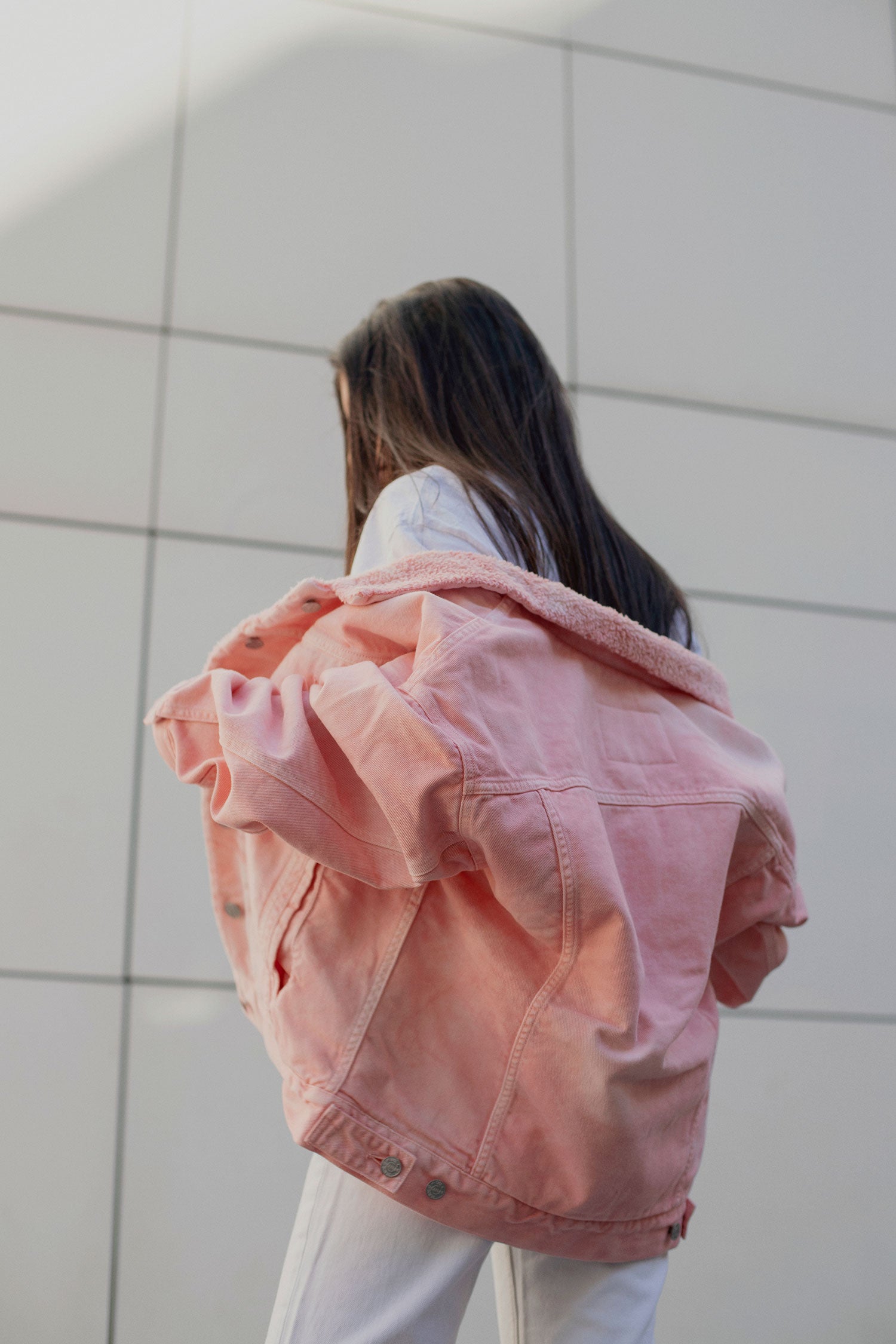 The Shearline Jacket Woman Pink Acid Wash